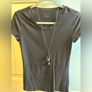 Long gunmetal gray charm necklace